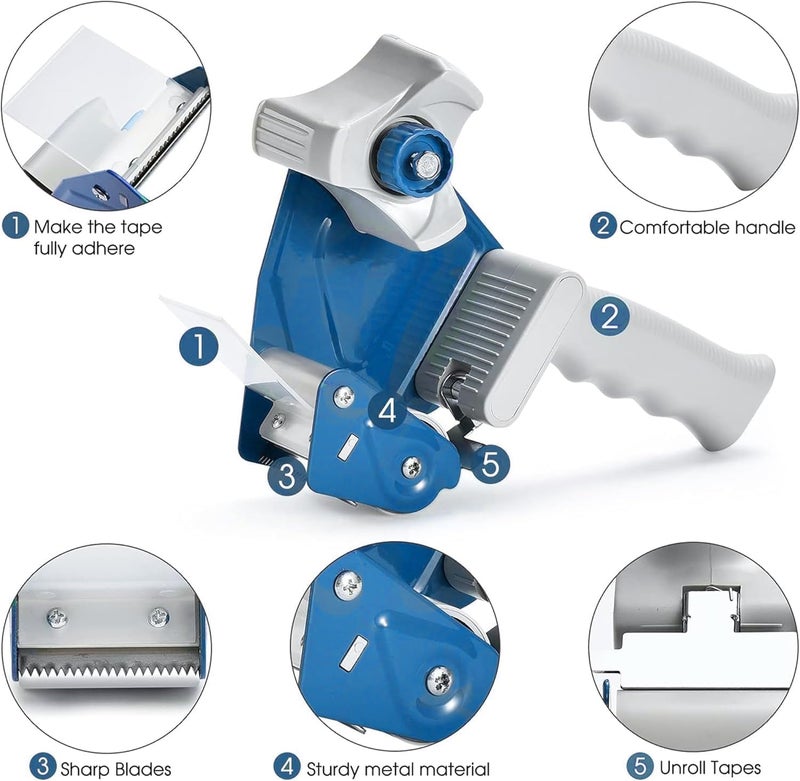 Duravel Ergonomic Packing Tape Dispenser - Lightweight and Versatile (Green-Blue) - Image 3